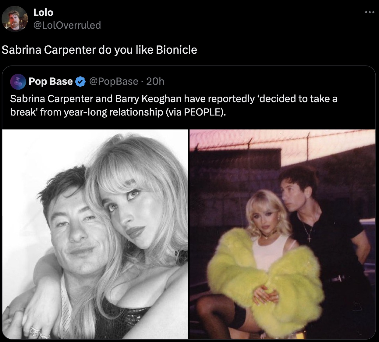 sabrina carpenter and barry keoghan please please please - Lolo Sabrina Carpenter do you Bionicle Pop Base 20h Sabrina Carpenter and Barry Keoghan have reportedly 'decided to take a break' from yearlong relationship via People.